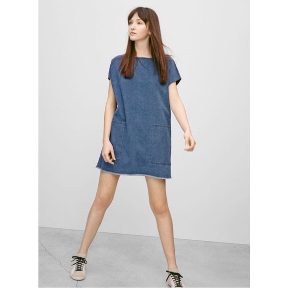 Aritzia Dresses & Skirts - Aritzia Wilfred Free Denim Nori Dress, raw hem, pockets, women’s size small
